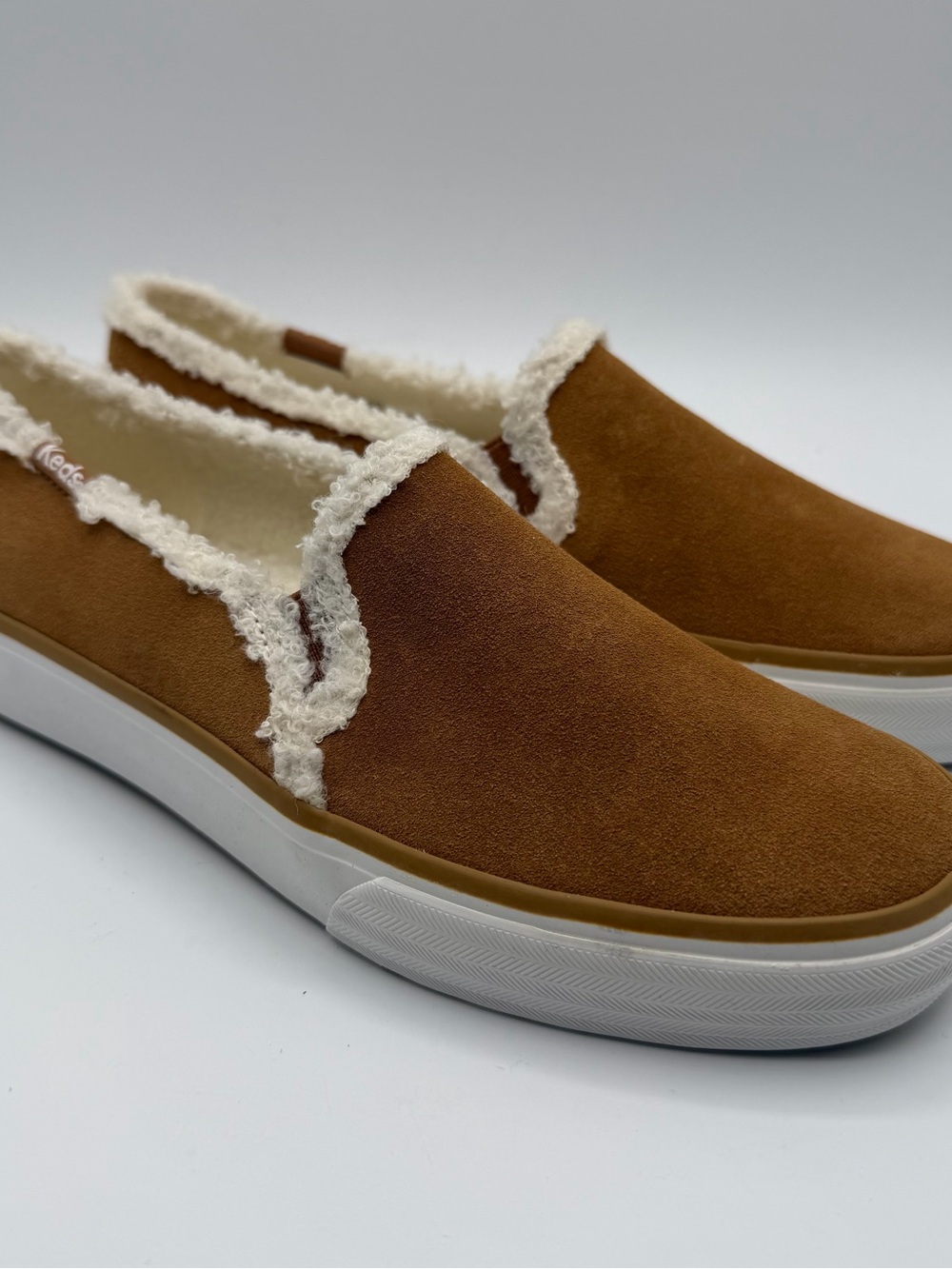 Keds Double Decker Shearling Slip On Suede Cognac Sneakers Women’s 6